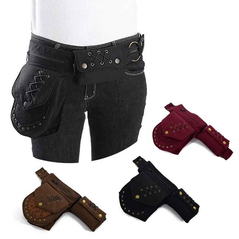 Medieval renaissance adult Viking Knight pirate cosplay leather vintage pocket belt clothing bag