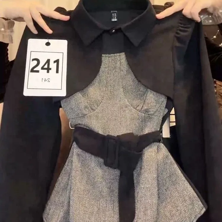 Retro Luxury Color Blo  Collar Long Sve Women's irt Button Splicing Design Comfortable Breathable Polyester Fabric