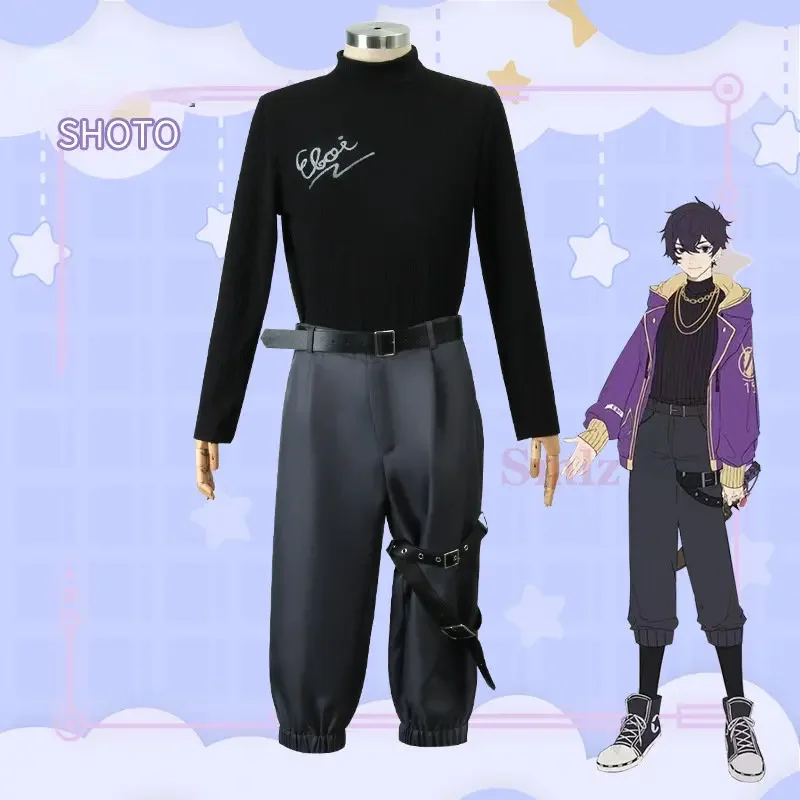 Shoto Shxtou – Costume de Cosplay Anime VTuber pour hommes, Costume de fête fantaisie, perruque chaussures, veste violette, uniforme de carnaval d'halloween