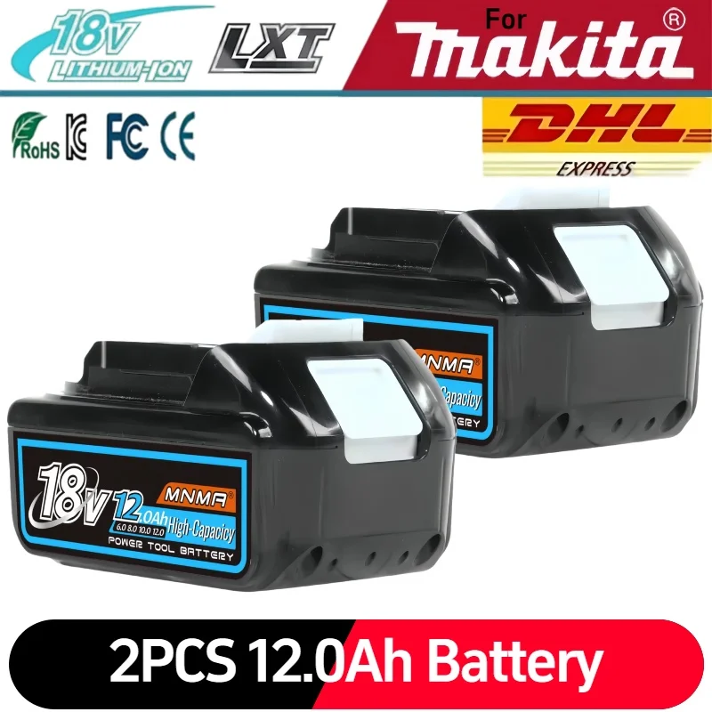 

18V For Makita 100% Rechargeable Power Tool Battery 12.0Ah 18V BL1830 BL1850 BL1840 BL1860 BL1815，Replaceable LED Lithium-ion
