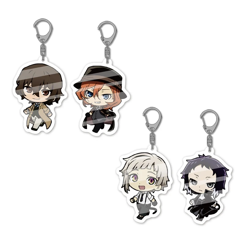 Cute Dazai Osamu Nakahara Chuuya Nakajima Atsushi Akutagawa Ryunosuke Acrylic Keychain Bag Pendant Decor Souvenir Gift