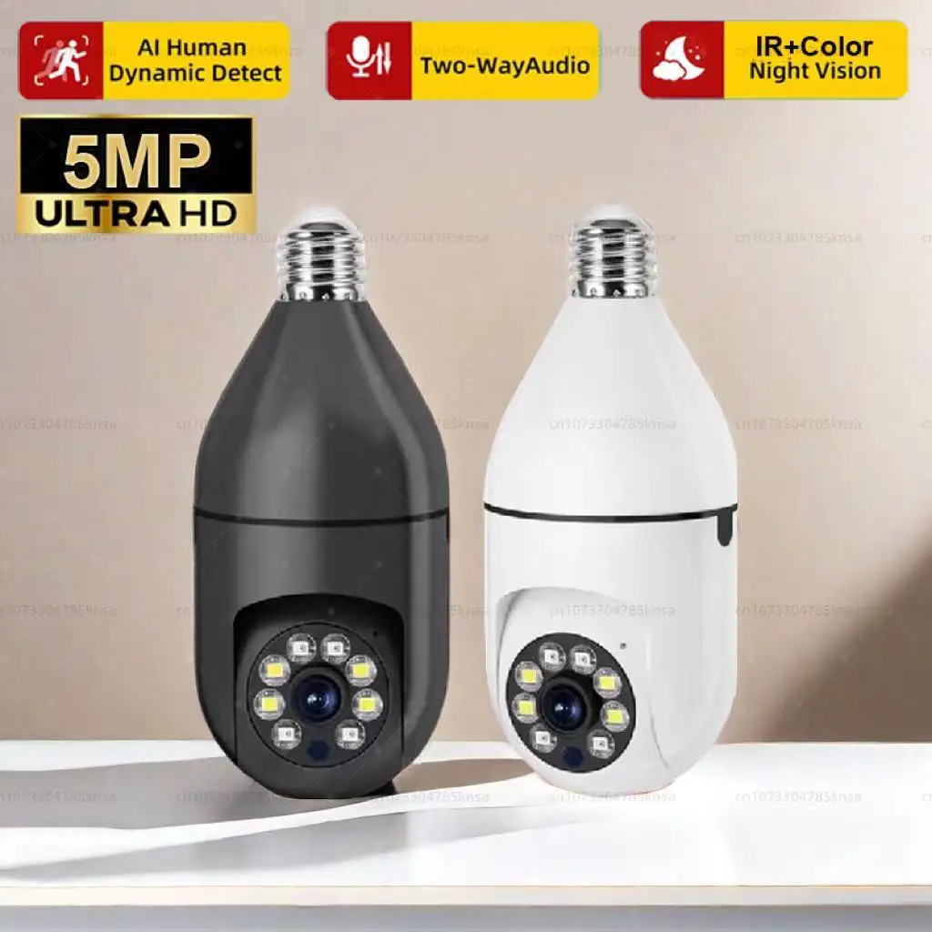 5G Double Band 2/3/5MP E27 Bulb Camera 4X Digital Zoom AI Human Motion Detect Full Color Night Vision Surveillance Camera Yilot