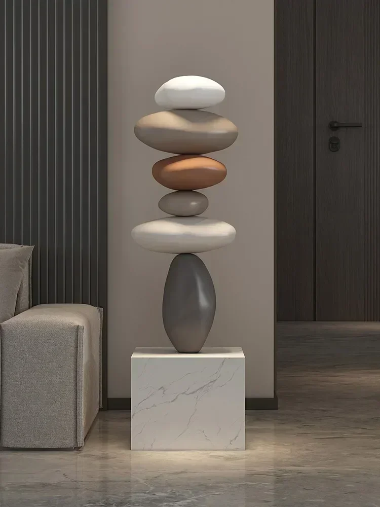 Creative Home Decor Large Stone 80CM Glowing Stone Statue Indoor Feng Shui Sculpture Creative Home Decor Living Room Accessories - Image 4