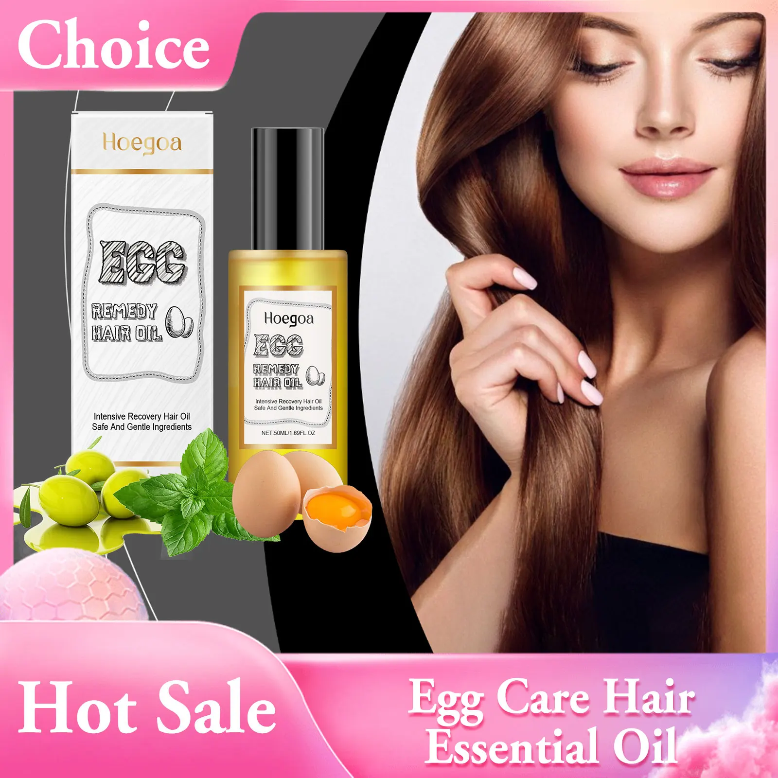 

Egg Care Hair Essential Oil Nourish Moisturize Smooth Fragrant Hair Prevent Frizzy Dry Knot Dandruff Thicken Hair Essential Oil