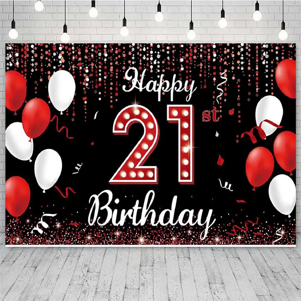 Happy 21st Birthday Backdrop Cheers to 21 Years Old Banner Rose Gold High Heels Champagne Photo Background Party Decorations