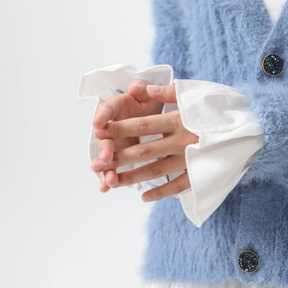 

Ruffles Pleated Fake Sleeves Chiffon Detachable Cuffs Fake Flared Sleeves False Cuffs Sweater Horn Cuffs Hand Wrist Cuffs