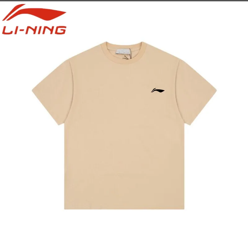 

Li-Ning 100%Cotton Men's Oversize T-shirt for Women Hip Hop Letter Printing T Shirt Summer Quality Unisex Tee Shirts