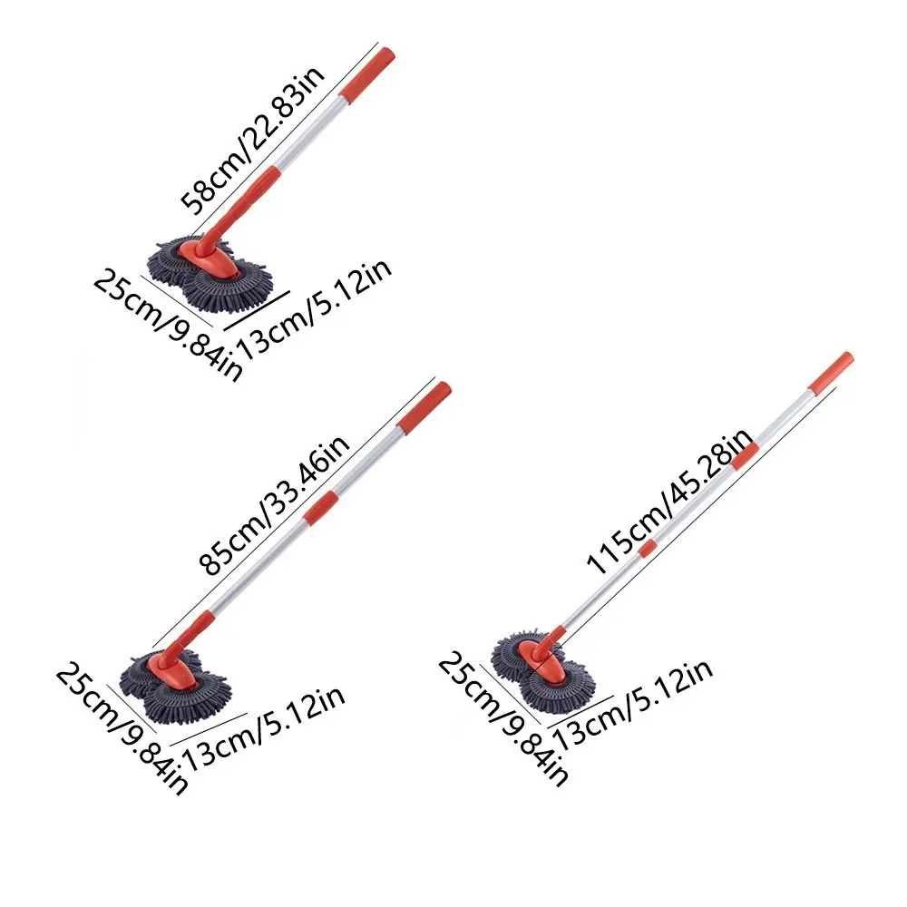 Vadrouille de lave-auto à double tête de brosse, manche long télescopique à trois sections, brosse de livres de voiture, rotation flexible à 360 °, super absorbante