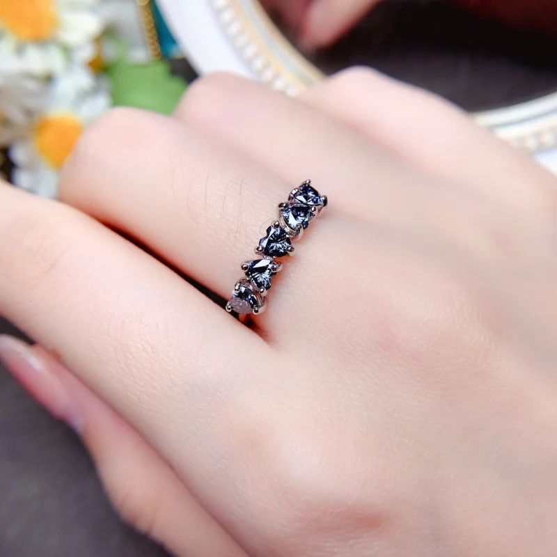 New Heart Gray Moissanite Ring for Women Jewelry Engagement Ring for Wedding 925 Silver Ring Birthday Gift Love