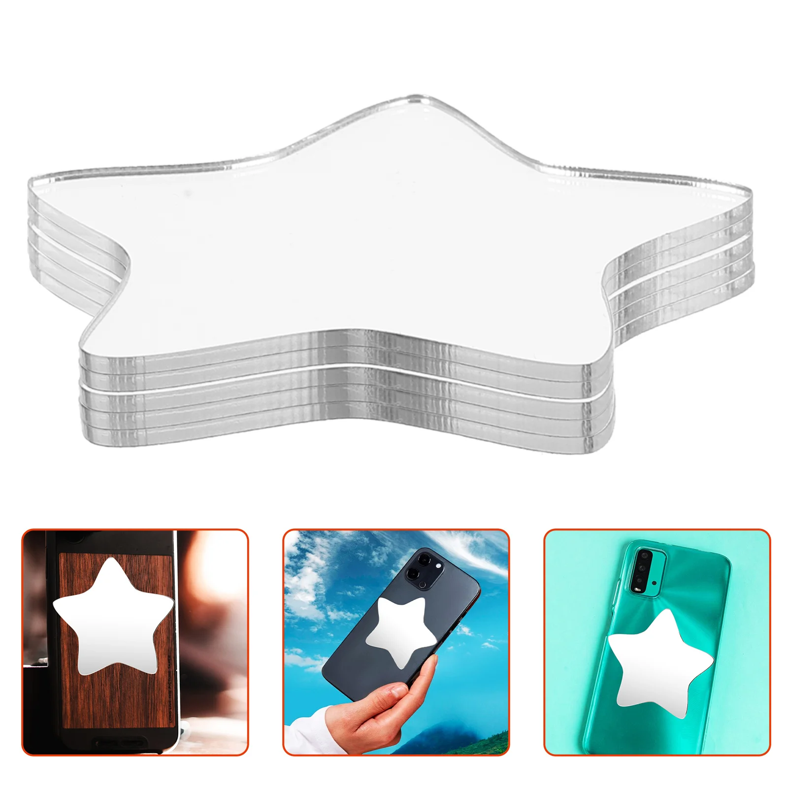 5 pçs auto adesivo mini espelho adesivo para caso de telefone portátil acrílico maquiagem espelho decalque para smartphone viagens ao ar livre