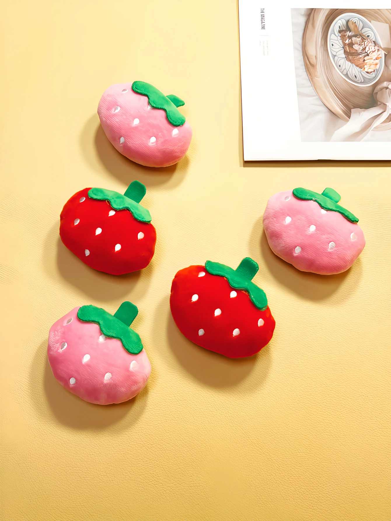 1 plush strawberry pet vocal toy with 2 colors