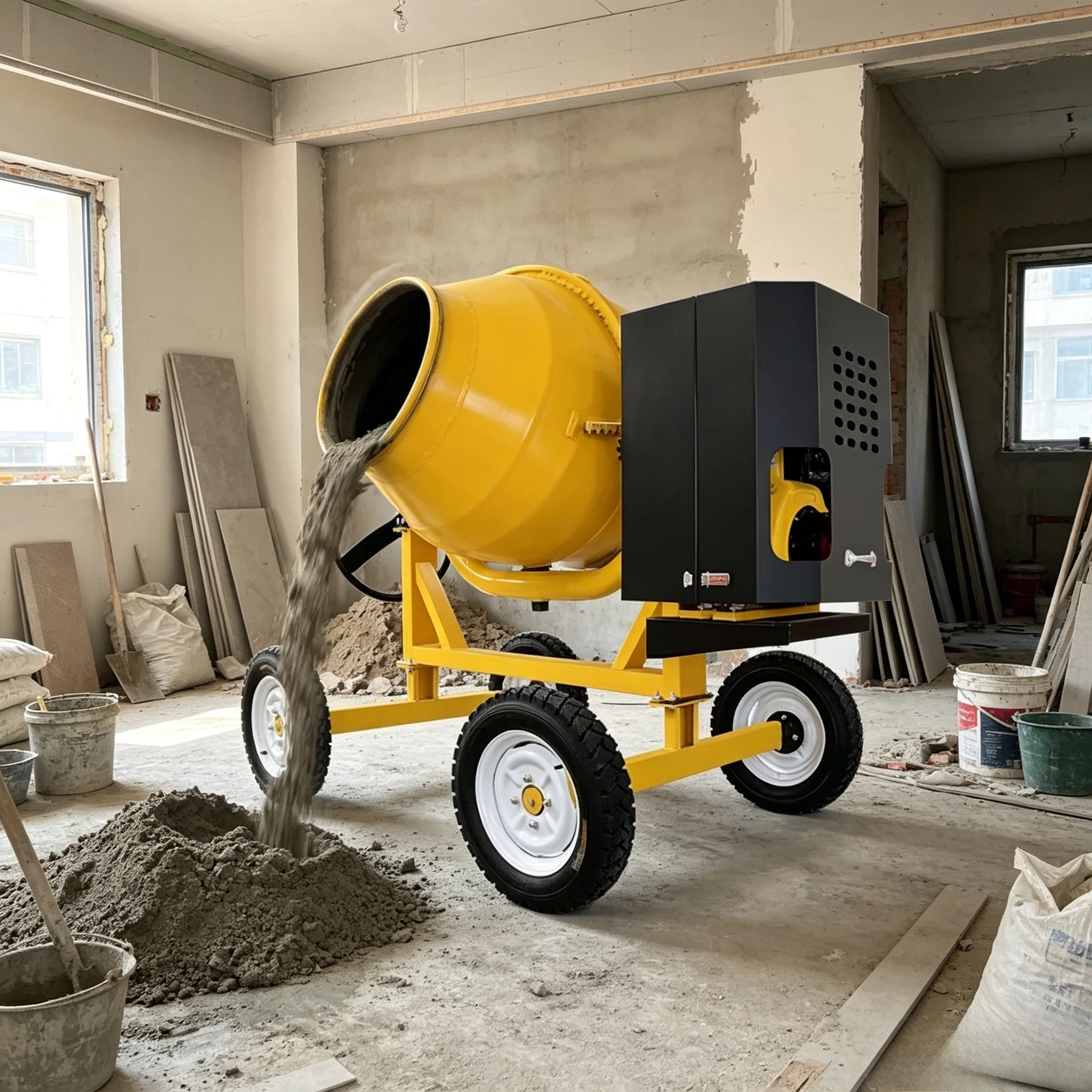 

YG Customized 350L 4-Wheel Mini Mobile Concrete Mixer Small Diesel Portable Cement Mixing Concrete Mixer Drum Machine