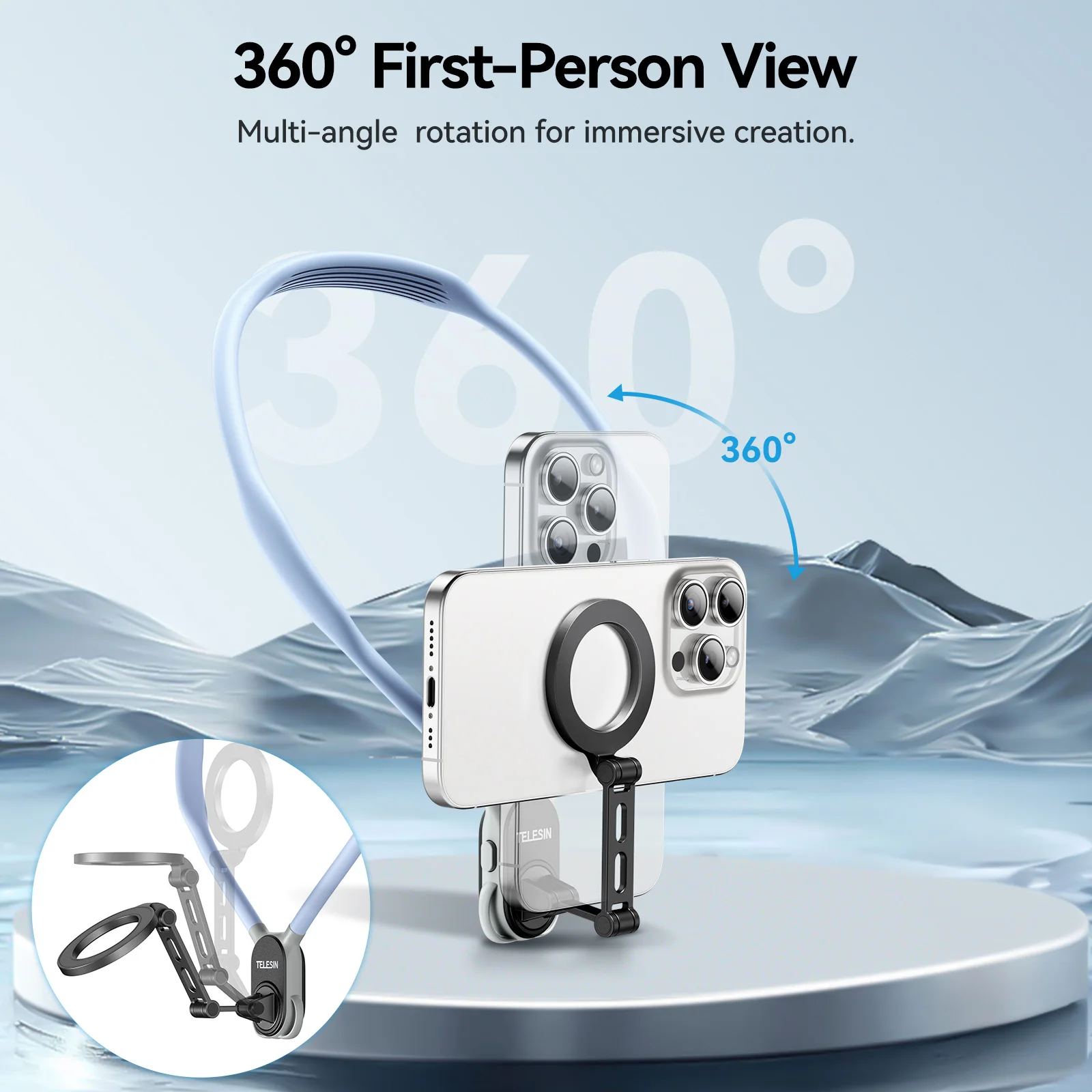 TELESIN Max แม่เหล็กคอซิลิโคน Quick Release Hold สําหรับ Iphone 15 14 13 12 11 10 SAMSUNG HUAWEI XIAOMI โทรศัพท์อุปกรณ์เสริม