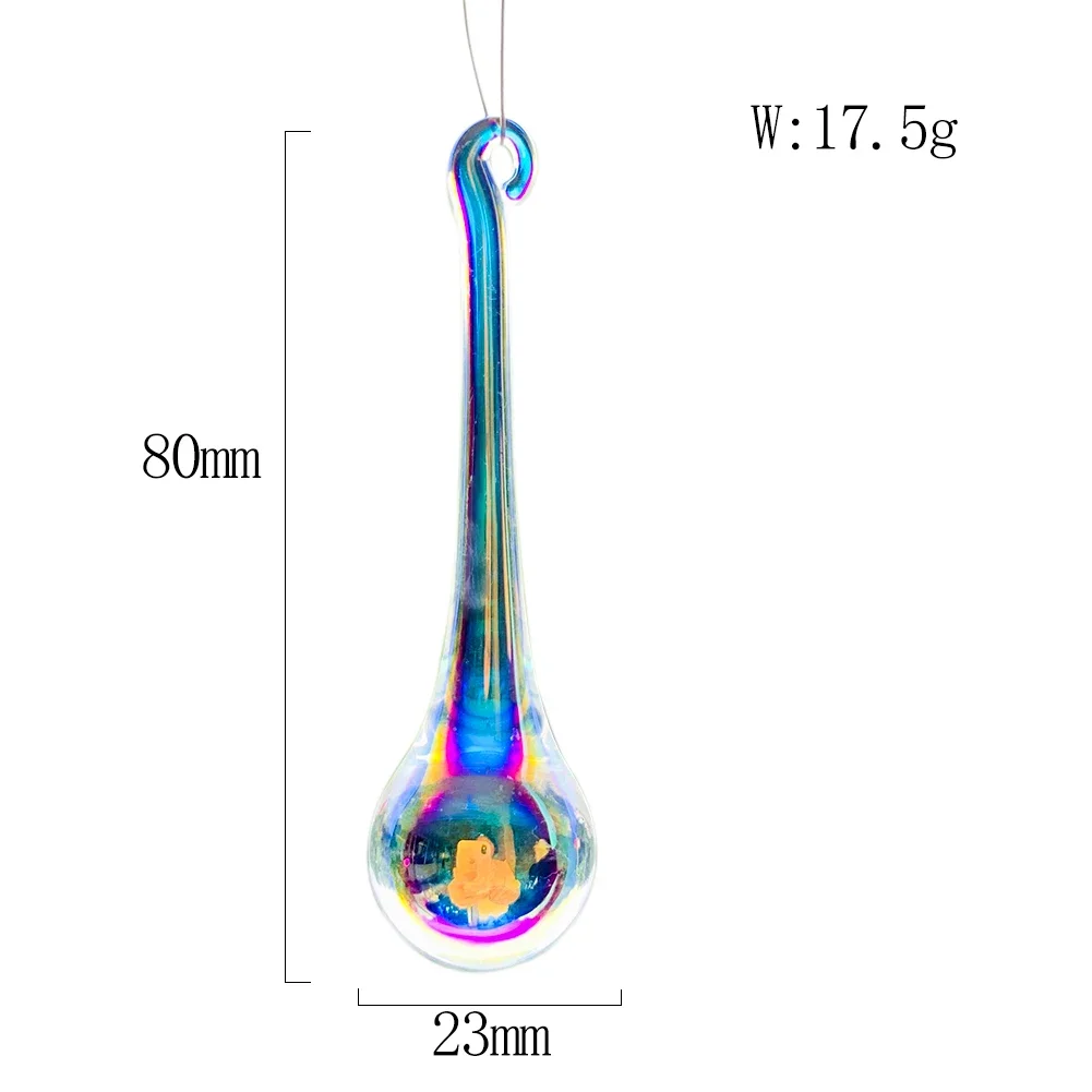 2/5/10PCS 80mm Aurora Water Drops Crystals Prisms Pendants for Chandeliers Crystal Parts Suncatcher Hanging Wedding Home Decor