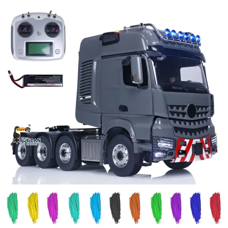 1/14 RTR LESU Metal RC Tractor Truck 8*8 Metal Chassis Equipment Rack I6S Remote Control Car Sounds Lights Model TOUCAN Vehicle
