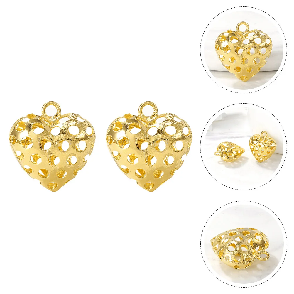 

2pcs Metal Heart Shaped Pendant Bright Charms for DIY Jewelry Making Necklace Earrings Accessories Craft Supplies