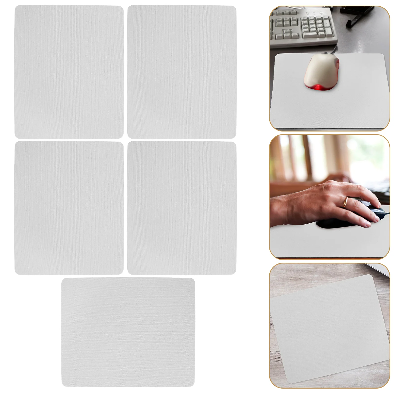 

5 Pcs Sublimation Mouse Thermal Transfer Pad for Laptop Blank Gaming Computer White