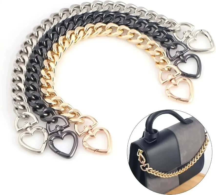 1/2 قطعة سلسلة محفظة معدنية حزام موسع شكل قلب محفظة سلسلة لسحر الإكسسوارات ، إطالة Crossbody حقائب الكتف حزام #3