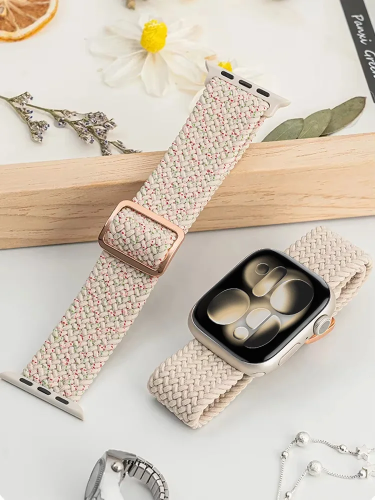 Geflochtene Armbänder für Apple Watch Band 44/45/49/46/40/41/38 mm, elastisch, verstellbar, Nylon-Armband, iWatch-Serie 11, 10, 9, 8 SE 7 Ultra3