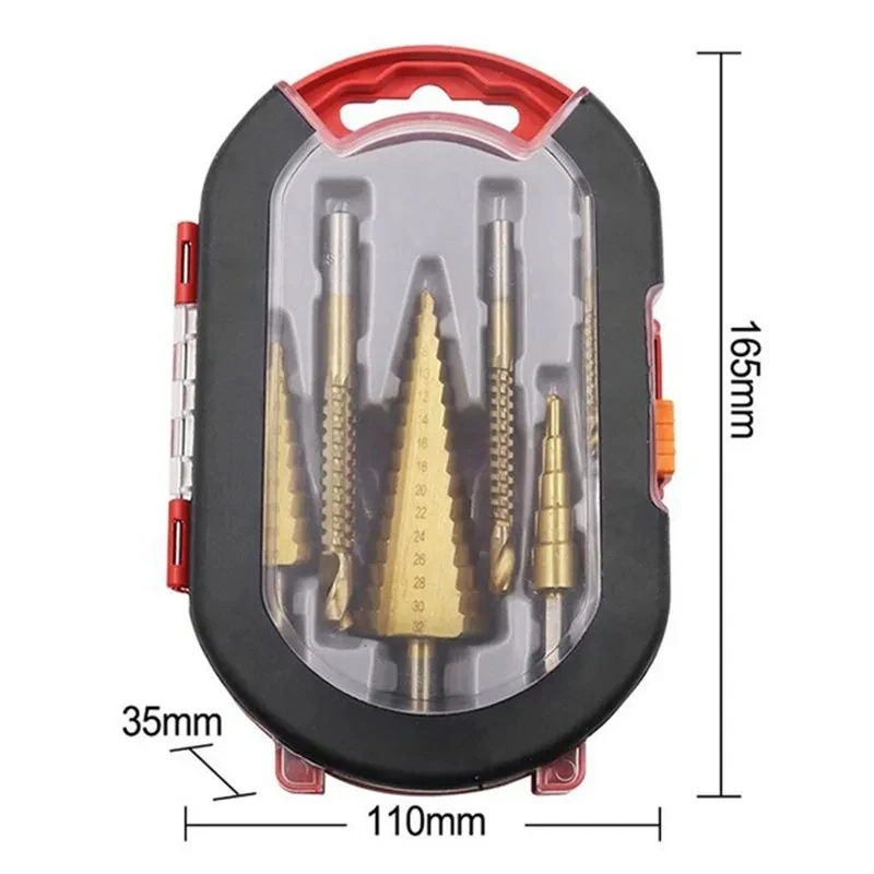 6pcs Step Drill Bit Saw Drill Bit Set Titanium Milling Cutter 4-12 4-20 4-32mm 3 6 8mm For Woodworking Metal Core Hole Opener