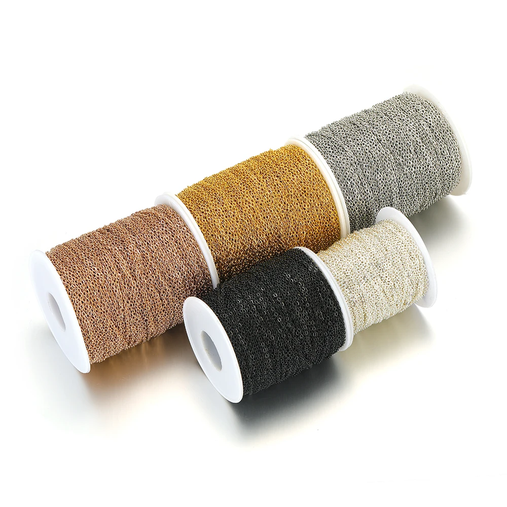 2 미터 페이드 없음 스테인레스 스틸 1/1.5/2mm 너비 크로스 체인 링크 체인 목걸이... - 5