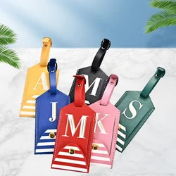 Women Men PU Letter Stripe Luggage Tag Suitcase Identifier Label Baggage Boarding Bag Tag Name ID Address Holder Travel Accessor