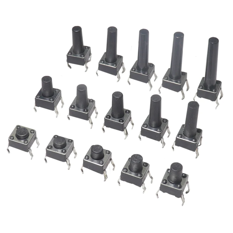 【50PCS】6X6X5/4.3/5.5/6/7/8/9/10/13MM Tact Switch Push Button Switch 12V 4PIN DIP Micro Switch For TV/Toys/home use Button