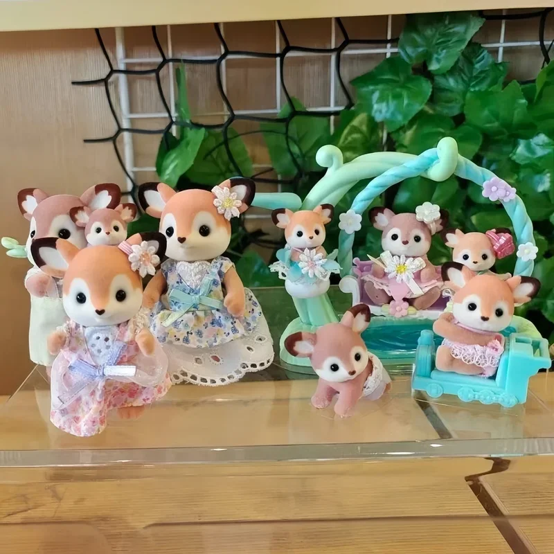 Modèle de figurine d'anime de la famille Grove, famille de cerfs, Kawaii, pendentif beurre mignon, ornements de chambre de familles, cadeau de vacances, nouveauté