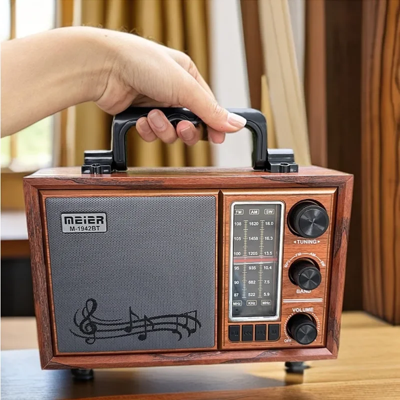 Radio portátil recargable Fm Am Sw de 3 bandas, altavoz Bluetooth multifuncional de alto volumen, tarjeta TF, reproductor de MP3 USB para personas mayores