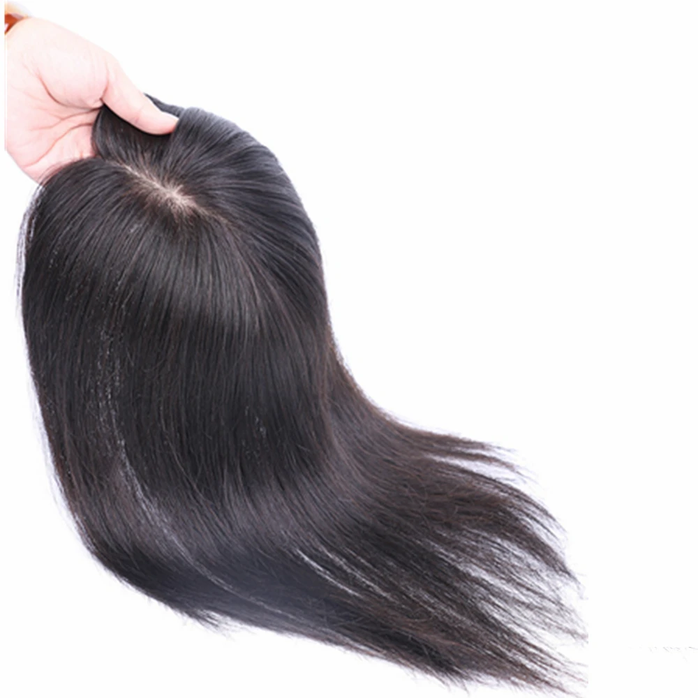 Full Silk Skin Base Human Hair Toppers for Women Free Parting Scalp Topper Natural Real Remy Hairpiece Extension for Bald Sparse