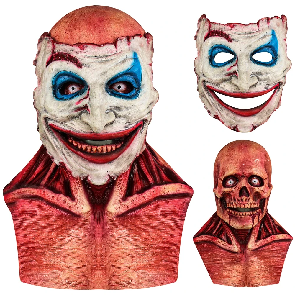 Scary Full-Head Skull Mask Double-Layered Torn-Style Halloween Party Mask Clown Mask Decoration Horror Skull Latex Material