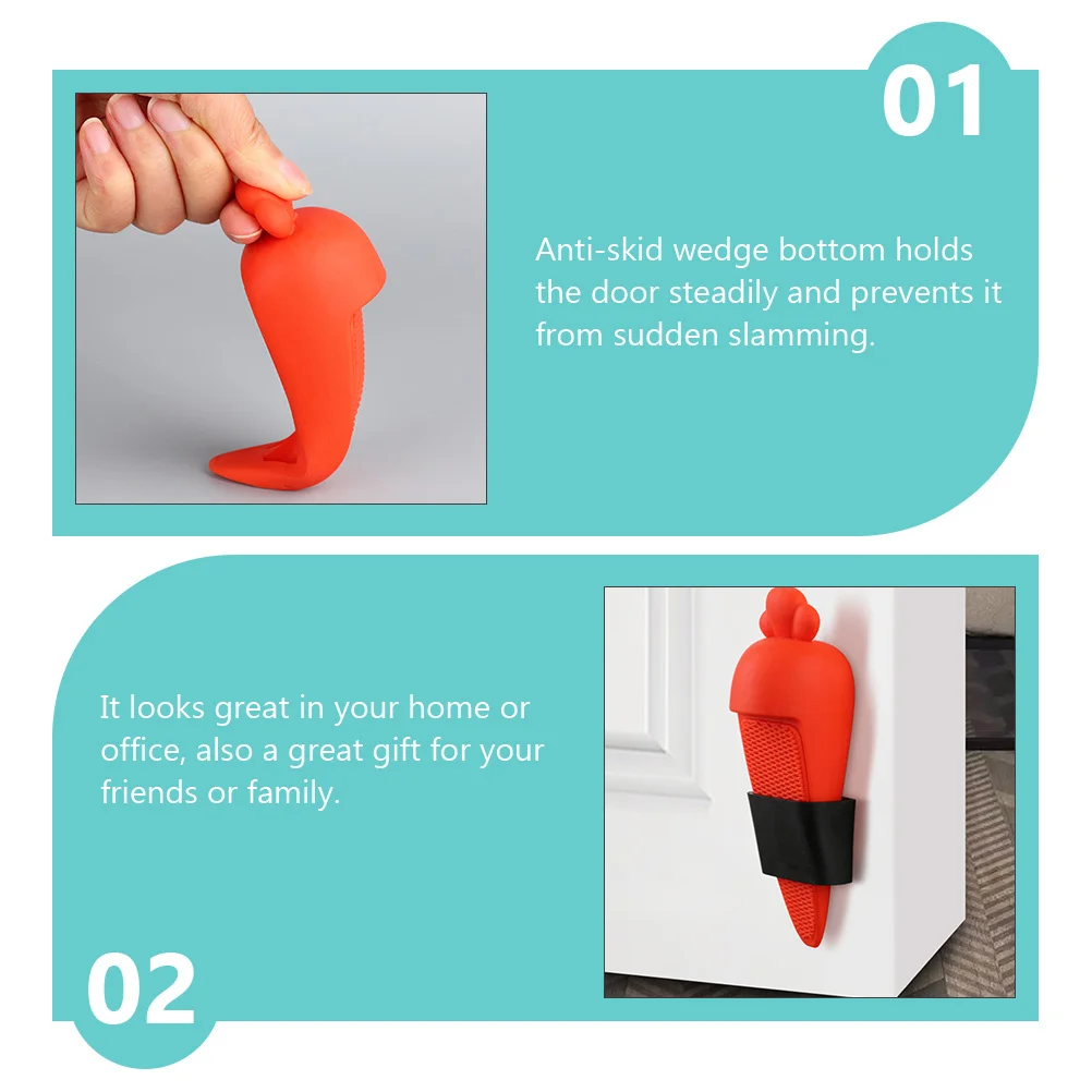 

Silicone Door Stopper Carrot Design Anti Collision Wedge Stoppers Safe Non Slip Home Office Door Wedge Stoppers