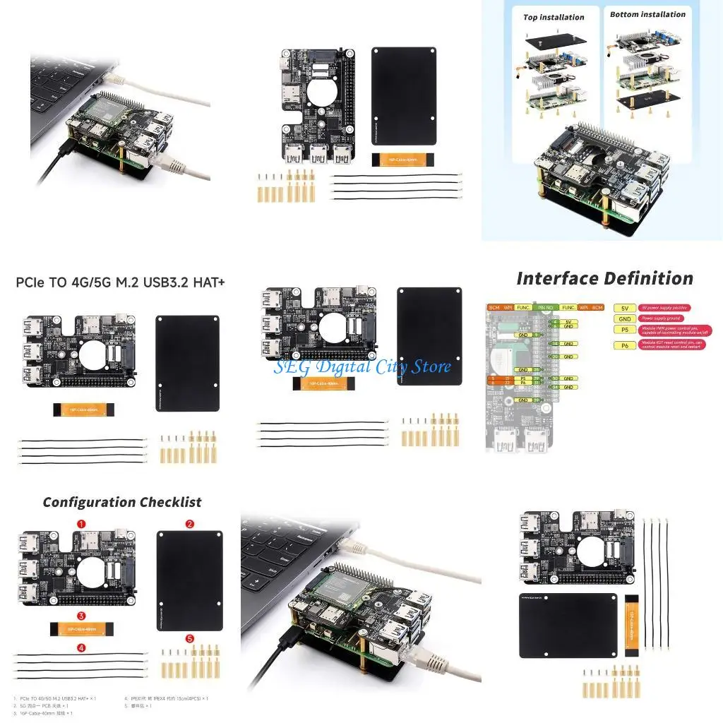 

U75B PCIe to M.2 4G USB 3.2 HAT+ Connector For Desktop Computers 4G Module Expansion Card with M.2 B Interfaces