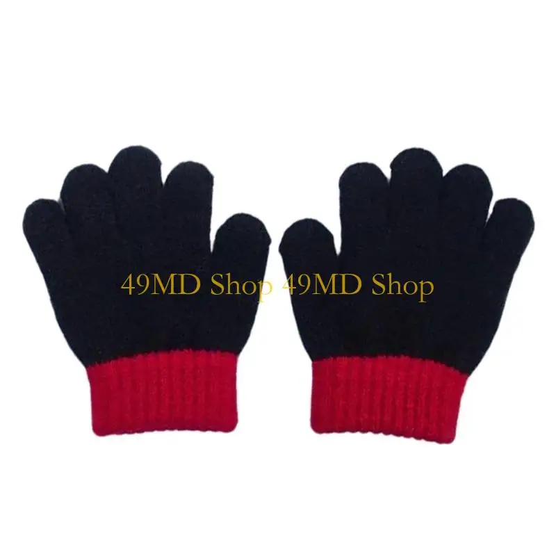 

49MD Стильные утолщенные перчатки для девочек и мальчиков. Стильные вязаные перчатки с длинными пальцами.