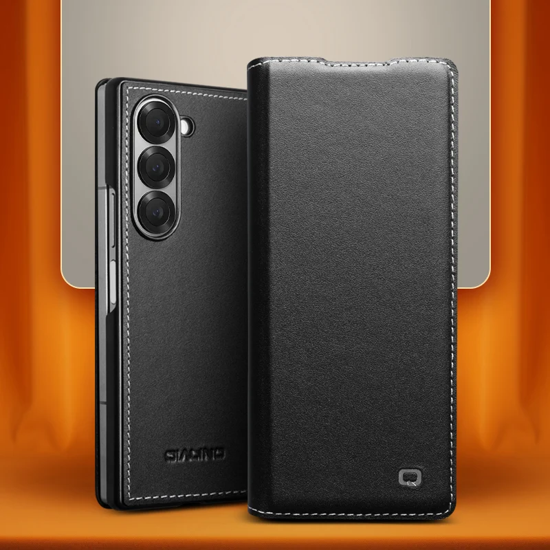 

New Qialino Genuine Leather Slim Phone Case For Samsung Galaxy Fold 6 7 Fold7 Fold6 Handmade Anti-knock Back Cover