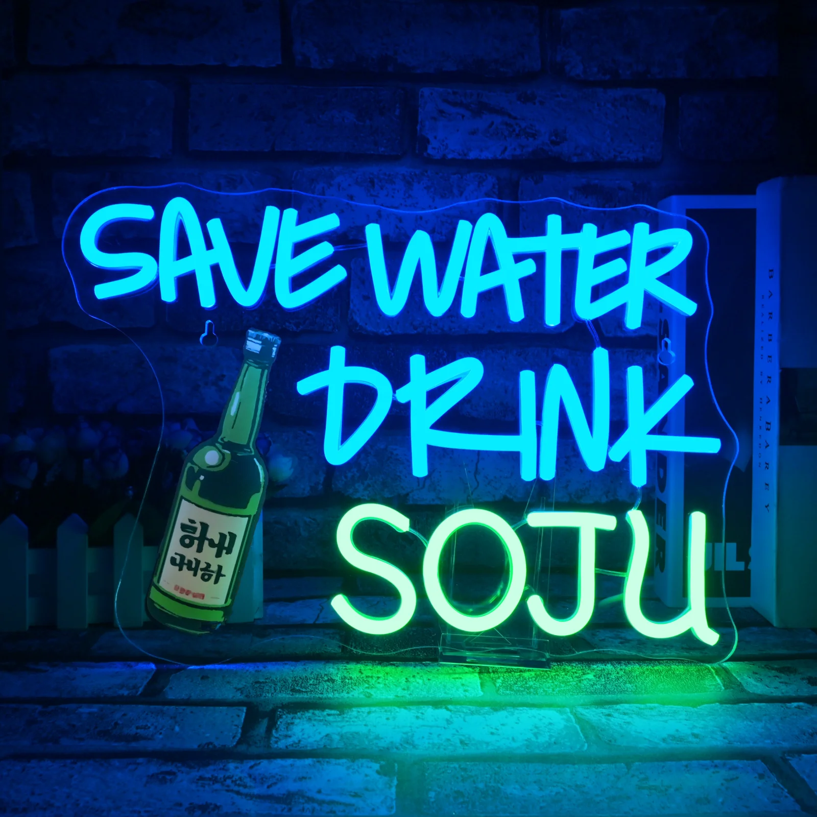 

Неоновая вывеска Save Water Drink Soju Светодиодные неоновые огни USB Бизнес для барных знаков Украшение паба-клуба Неоновый свет Настенный декор
