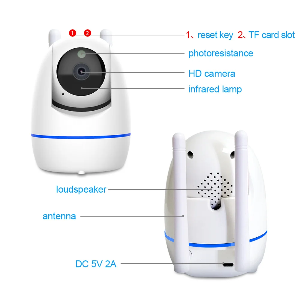 2MP Indoor Security Camera Wifi Full HD CCTV 2K Glossy Baby Monitor APP PC View Remotely 2 Way Talk Motion Detection Ycc365plus