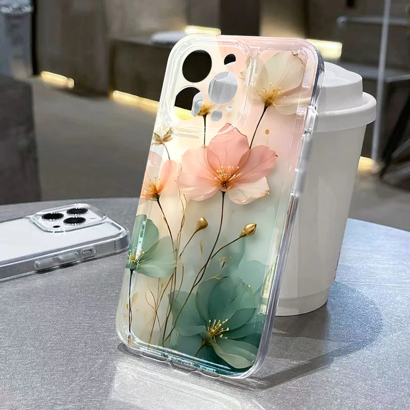 

Flower Hibiscus Floral Transparent Soft Phone Case For Xiaomi 14T 13T 12T Pro 12 11 Lite 5G 14 13 Poco X7 X6 X5 F6 Pro F7 Cover