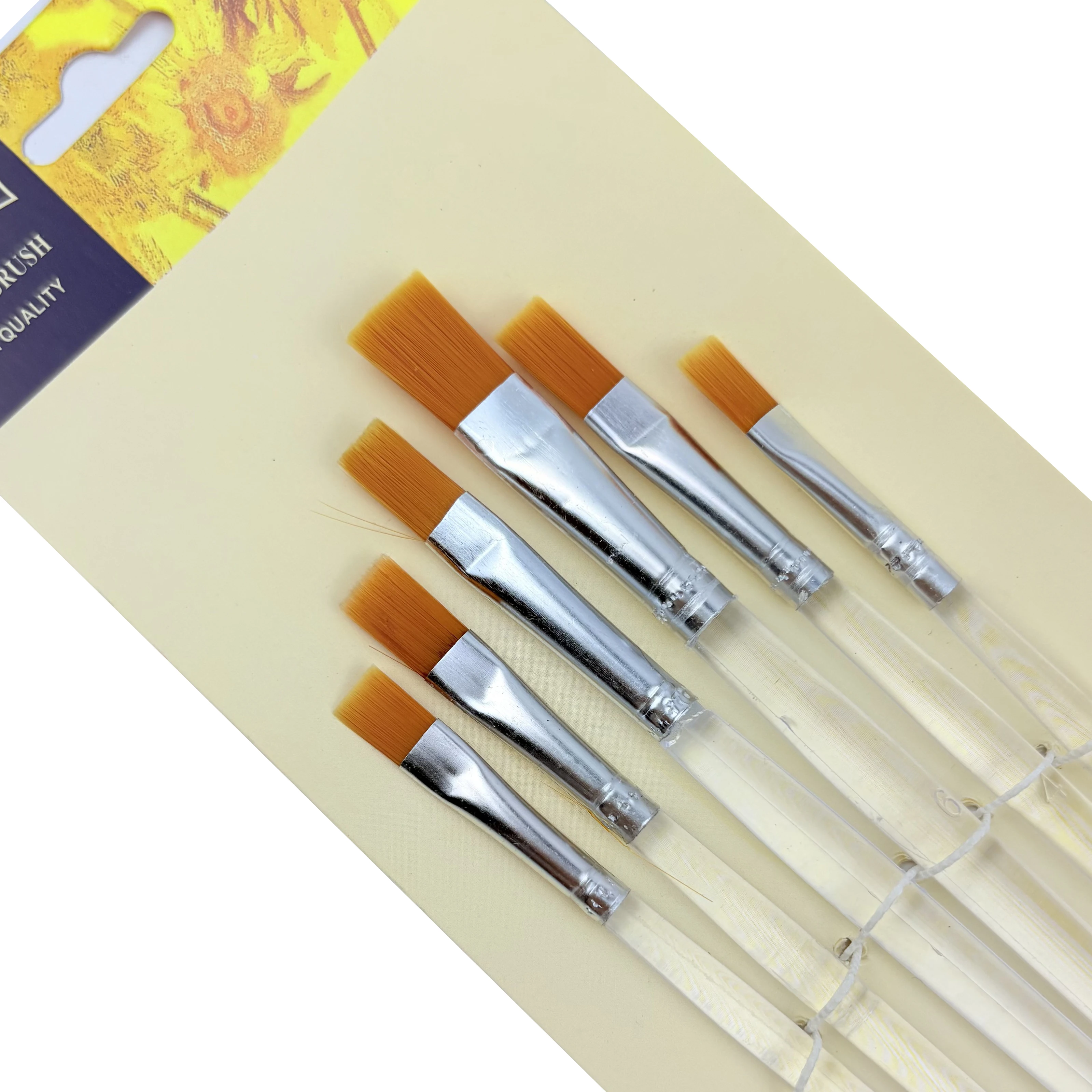Professionelles 6-teiliges Pinselset mit Hochleistungs-Anti-Frizz-Nylonborsten für Leinwand, Stein, Acryl, Aquarell und Ölmalerei