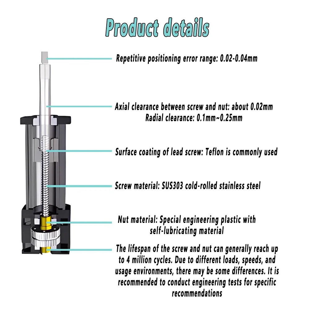 Nema23/34 محرك متدرج عمود ثابت المسمار المتكاملة اسطوانة كهربائية دفع قضيب 100/150/200 مللي متر السكتة الدماغية لتحديد المواقع الدقيقة #5