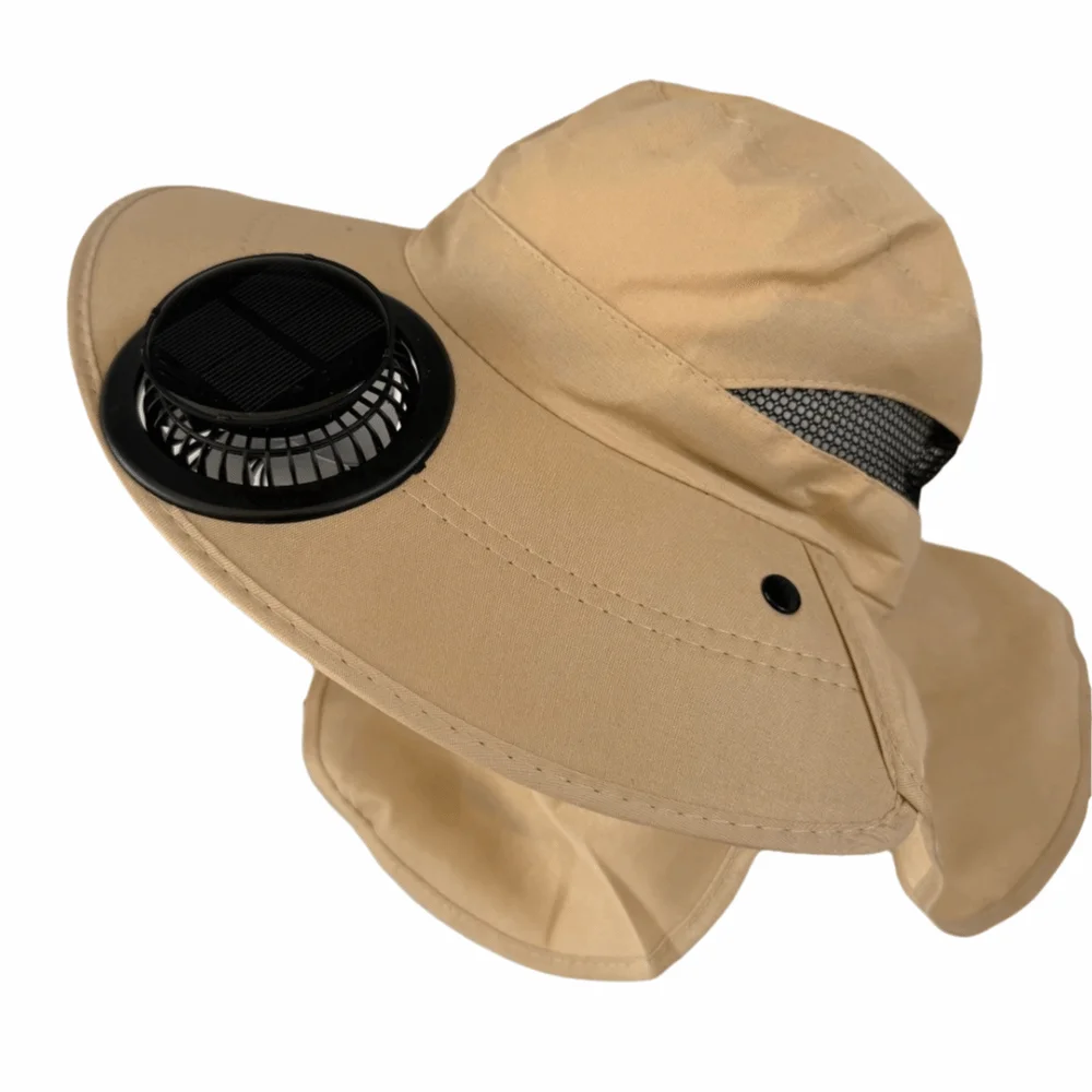Breathable Solar Powered Fan Hat Long Lasting Solar Rechargeable Sun Shade Hat Large Brim Portable Wide Brim Sun Hat