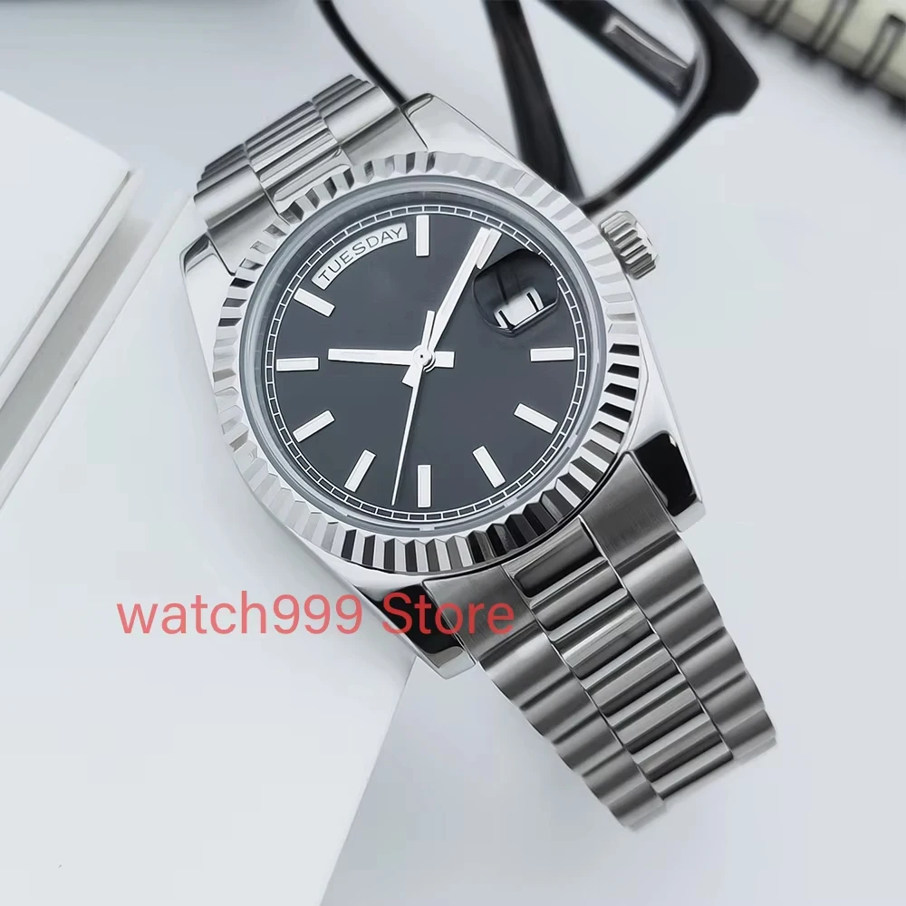 Orologio meccanico automatico da 36 mm con logo personalizzato, orologio da uomo d'affari di lusso di fascia alta, impermeabile, con calendario luminoso