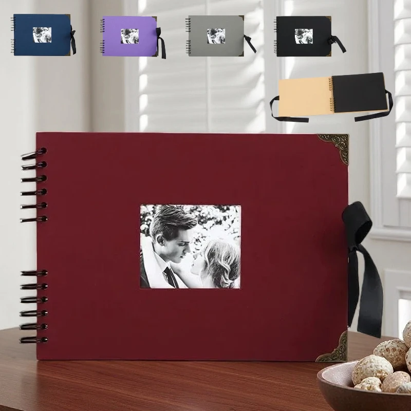 

A4 Horizontal Window Scrapbook – DIY Creative Photo Album with Square Window, 80 Black Cardstock Pages