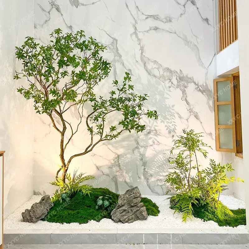 A  Window Landscaping Bionic Plant Indoor Simulation Green Plant Decorative Tree Large Fake Trees Simple Landscape
