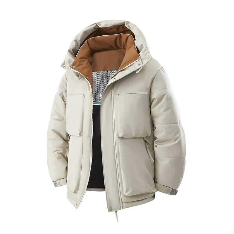 

New Men's Winter Hooded Bread Jacket Thickened Warm Cotton Padded Jacket Fashion Versatile High Quality Coat Large Size L-8XL