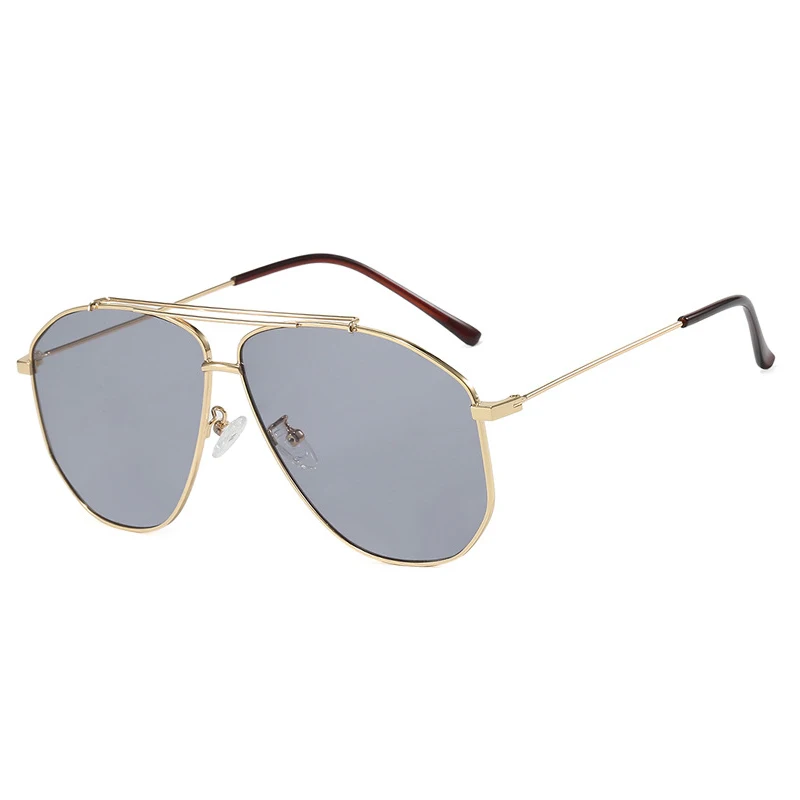 SO&EI Ins Popular Fashion Oversized Metal Double Bridges Pilot Sunglasses Women Shades UV400