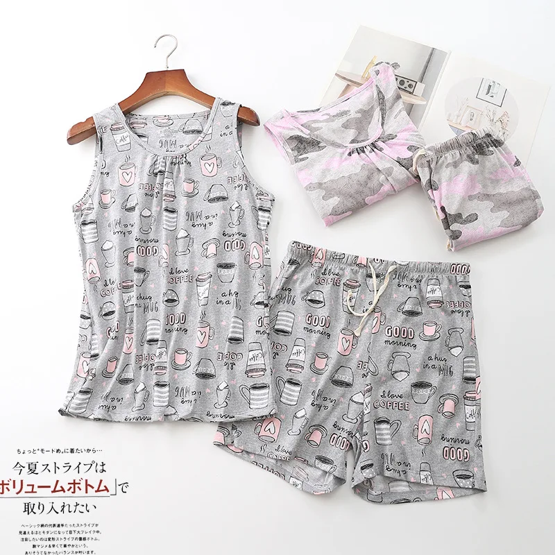 

Summer New Women's Cute Knit Pajama Sleepwear 2 Piece Set Vest Shorts