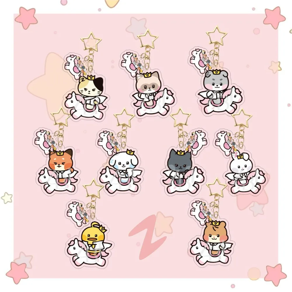 2-piece Kpop ZB1 Cartoon Acrylic Keychain RICKY JIWOONG TAERAE MATTHEW YUJIN GYYUIN ZHANG HAO HANBIN Kawaii Bag Pendant Keyring