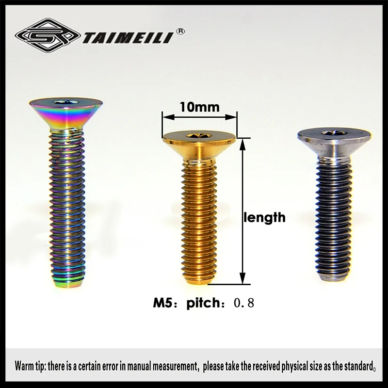 Titanium bolts countersunk M5X10/12/1520/25mm countersunk titanium alloy bolts  six angle sleeves titanium screws  GR5 bicycle