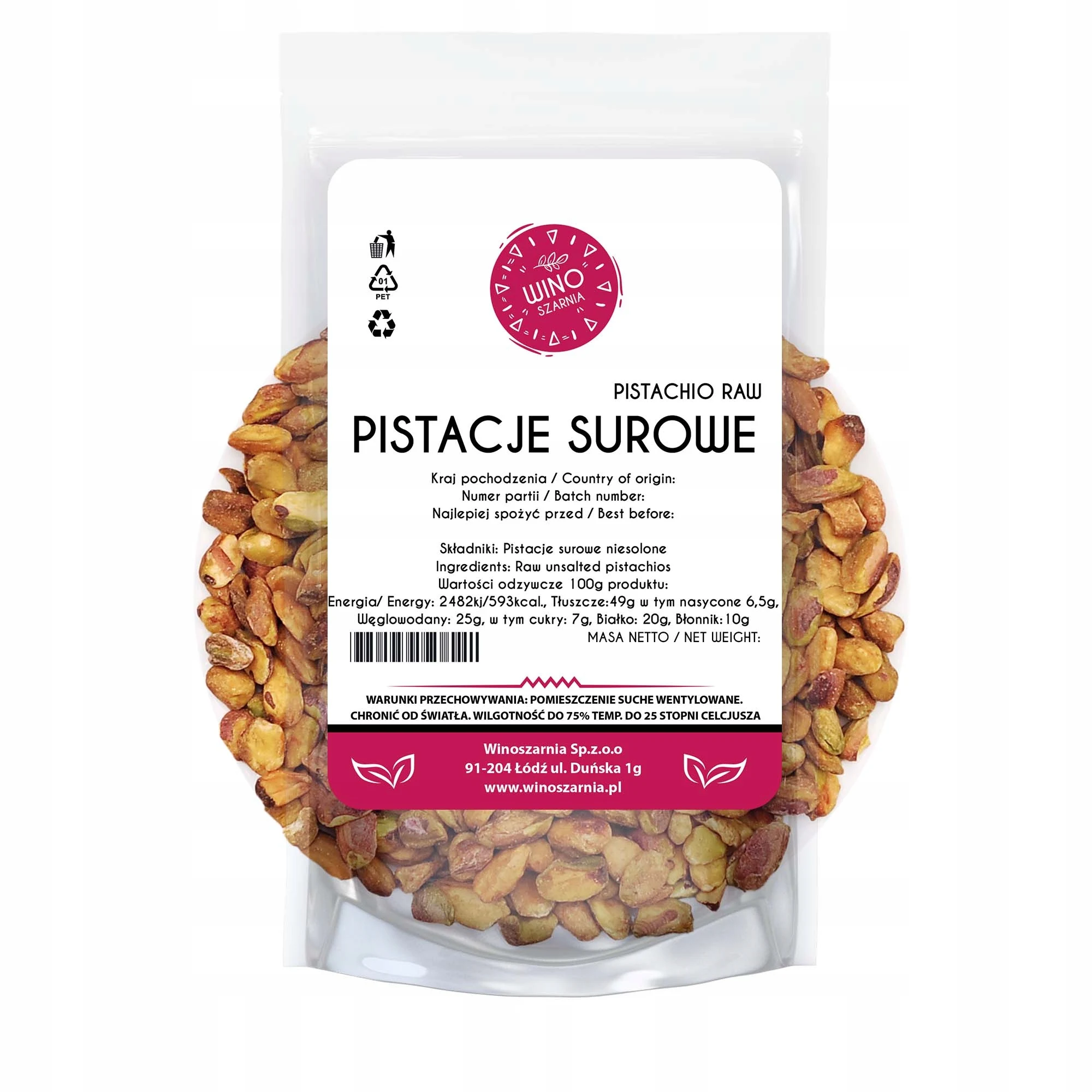 Pistache-nootjes, onbewerkt, ongezouten - 500g Uitstekende snack